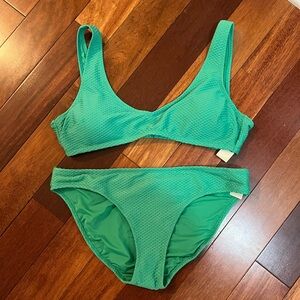 Aerie Kelly Green Textured Bikini Set NWT